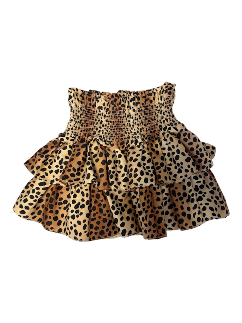 Janie and Jack Brown and Cream Leopard Print Tiered Skirt